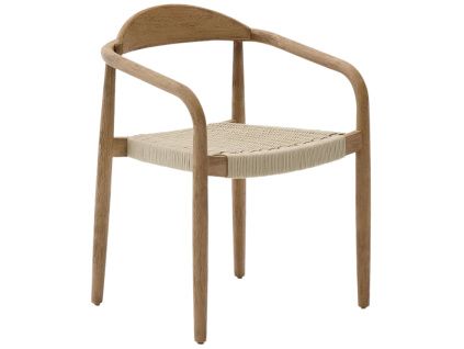 Dřevěná jídelní židle Kave Home Nina s béžovým výpletem