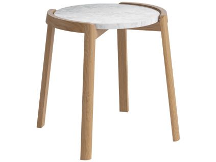 Šedobílý mramorový odkládací stolek Mix 46 cm s dubovou podnoží