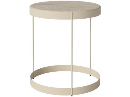 Béžový kamenný konferenční stolek Drum 40 cm