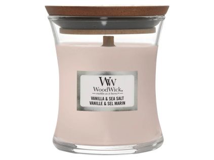 Malá vonná svíčka Woodwick, Vanilla & Sea Salt