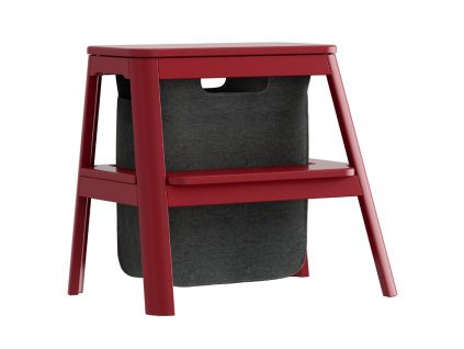 Červeno-šedá dřevěná stolička Step It Up 48 cm