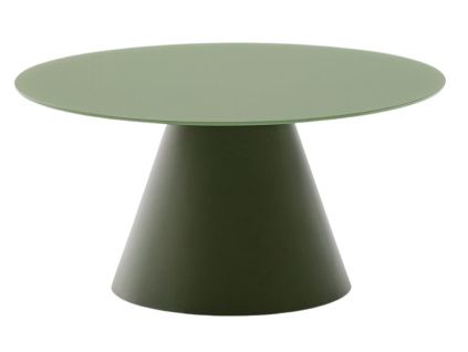 Matně zelený skleněný kulatý konferenční stolek Kave Home Wilshire 80 cm