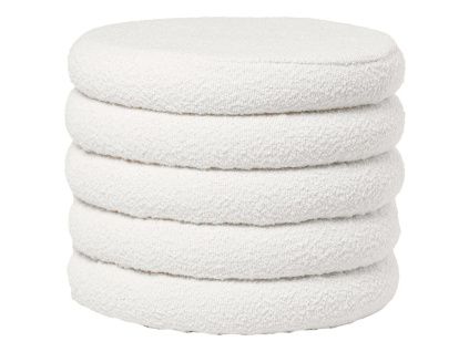 Bílý bouclé taburet Somcasa Harry 40 cm