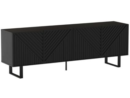 Černý lakovaný TV stolek Peta 161 x 35 cm