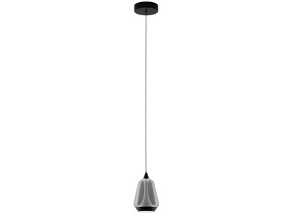 Kouřově šedé skleněné závěsné LED světlo Alish 12 cm