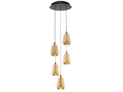 Zlaté skleněné závěsné LED světlo Alish 33 cm