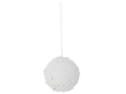 Bílá plastová vánoční ozdoba Nicolet 6 cm