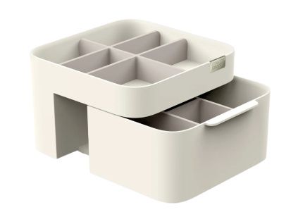 Krémově bílý plastový kosmetický organizér Viva 18,5 cm