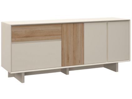 Béžová komoda Carpi 180 x 45 cm s dubovým dekorem
