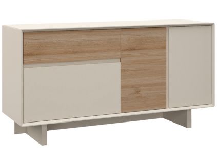 Béžová komoda Carpi 146 x 45 cm s dubovým dekorem