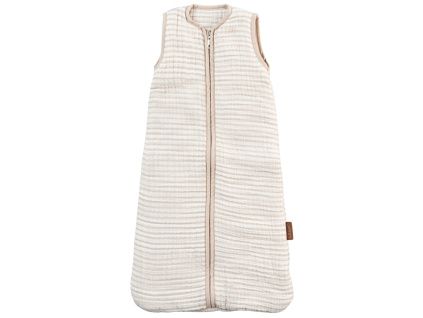 Bílo-béžový mušelínový dětský spací pytel Quax Natural 70 cm