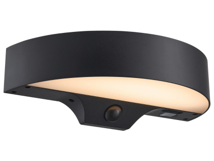 Černé venkovní nástěnné LED světlo Monay Round Solar 25 cm