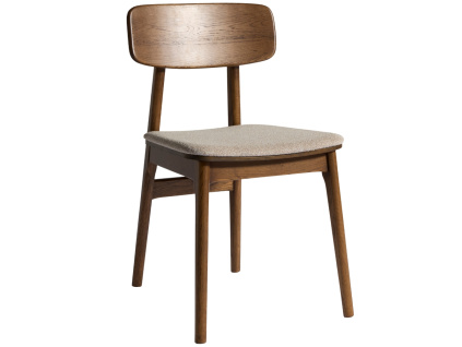Tmavá dubová jídelní židle Unique Furniture Livo s čalouněným sedákem