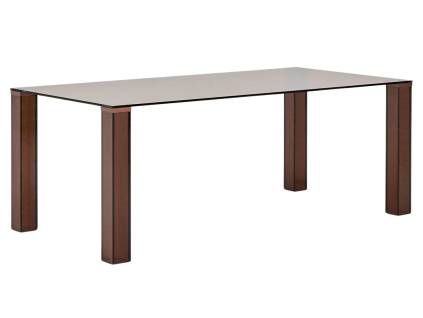 Hnědý skleněný jídelní stůl Kave Home Adularia 200 x 100 cm
