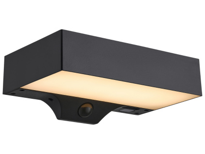 Černé plastové venkovní nástěnné LED světlo Monay Square Solar 22 x 13,9 cm