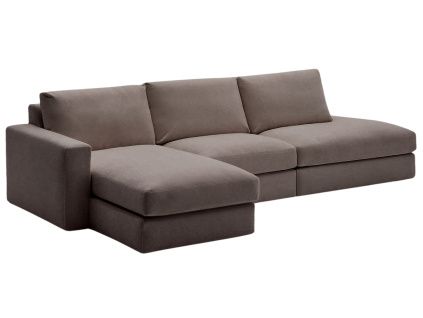 Tmavě hnědá modulární rohová pohovka Kave Home Alea 340 cm, levá