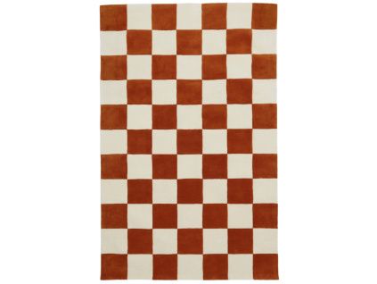 Béžovo-oranžový vlněný koberec Checks 161 x 253 cm
