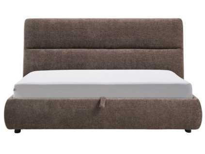 Hnědá čalouněná dvoulůžková postel Kave Home Dafra 180 x 200 cm s úložným prostorem