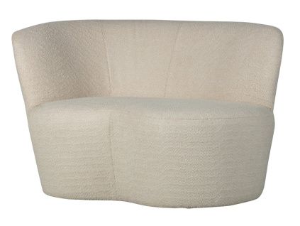 Bílá bouclé lenoška Stone 112 cm, levá