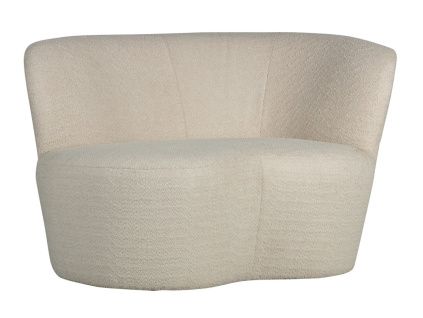 Bílá bouclé lenoška Stone 112 cm, pravá