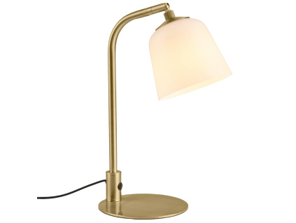 Bílá skleněná stolní lampa Halo Design Room 49 40 cm s mosaznou podstavou