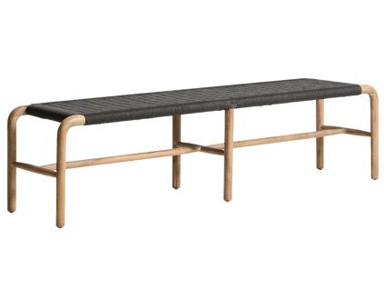Dřevěná zahradní lavice Kave Home Alipa 180 cm s tmavě šedým výpletem