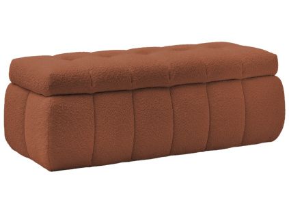 Terakotově oranžová bouclé lavice Mont-Blanc 144 cm s úložným prostorem