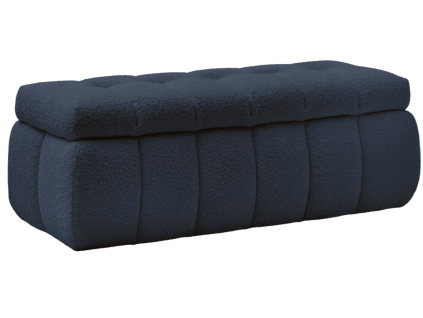 Tmavě modrá bouclé lavice Mont-Blanc 144 cm s úložným prostorem