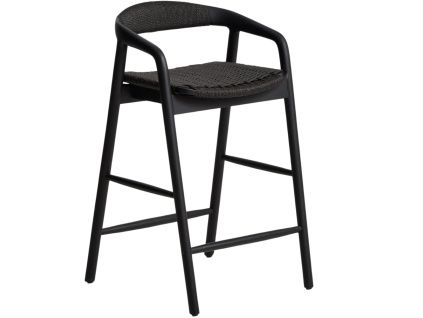 Černá barová židle kave home Derile 65 cm s výpletem