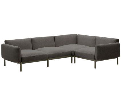 Zahradní rohová pohovka Kave Home Sorells 292 cm se zelenou podnoží, levá/pravá