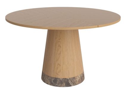 Dubový jídelní stůl Piro 125 cm s hnědou mramorovou podnoží