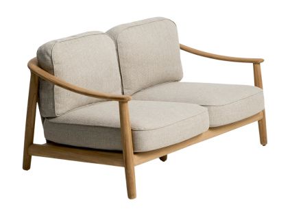 Dřevěná zahradní dvojmístná pohovka Kave Home Elunda 149 cm s výpletem