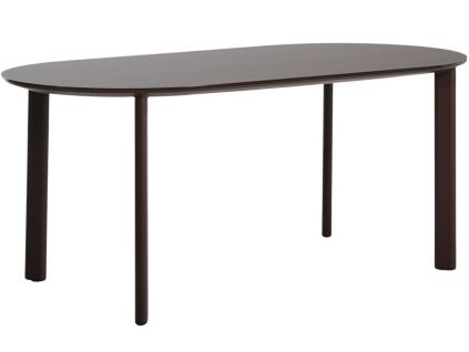 Hnědý zahradní jídelní stůl kave home Erice 180 x 90 cm se skleněnou deskou