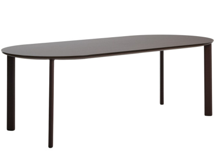 Hnědý zahradní jídelní stůl kave home Erice 230 x 100 cm se skleněnou deskou