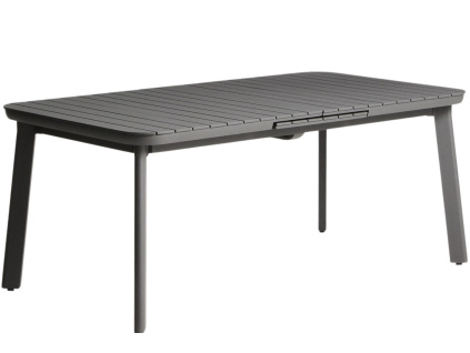 Šedý kovový zahradní rozkládací stůl kave home Izola 185/235 x 100 cm