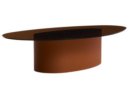 Hnědý skleněný konferenční stolek Kave Home Olir 140 x 81 cm