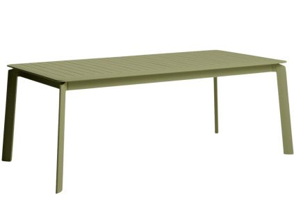 Zelený hliníkový rozkládací zahradní stůl kave home Brela 205/287 x 100 cm