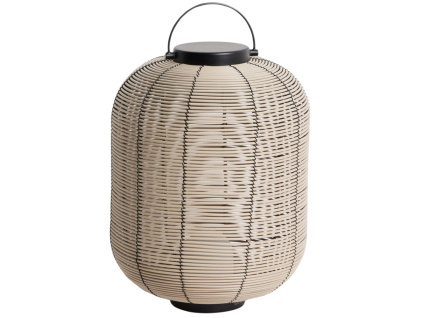 Béžová zahradní LED lampa z umělého ratanu Kave Home Saranella 37 cm