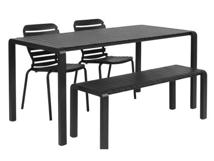 Černý zahradní set stolu, židlí a lavice VONDEL