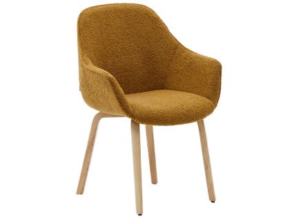Hořčicově žlutá čalouněná jídelní židle Kave Home Aleli