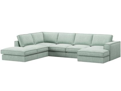 Zelená čalouněná rohová pohovka do "U" MICADONI Pola 362 cm, levá