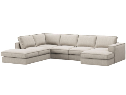 Pískově hnědá čalouněná rohová pohovka do "U" MICADONI Pola 362 cm, levá