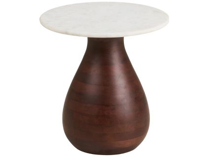 Bílý mramorový odkládací stolek Heidi ø 40 cm