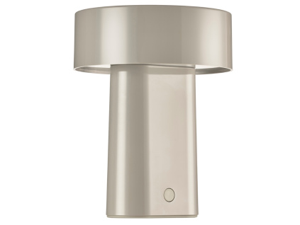 Béžovošedá plastová nabíjecí stolní LED lampa Oblong
