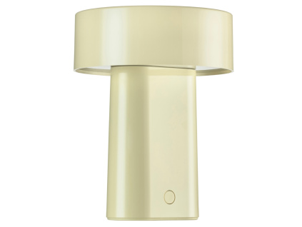 Světle žlutá plastová nabíjecí stolní LED lampa Oblong