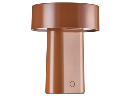 Hnědá plastová nabíjecí stolní LED lampa Oblong
