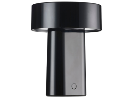 Černá plastová nabíjecí stolní LED lampa Oblong
