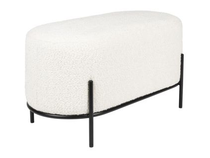 Bílý bouclé taburet Boz 80 x 40 cm