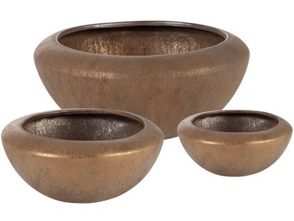 Set tří bronzových zahradních květináčů Bizzotto Pathom Ø18/27/36 cm