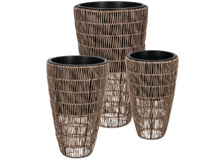 Set tří zahradních květináčů z umělého ratanu Bizzotto Ayun Ø26/30/36 cm